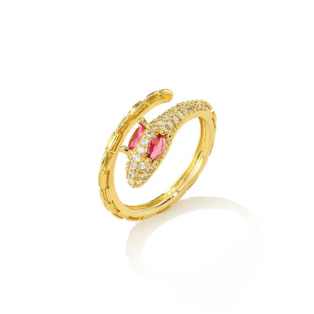 Bague Serpent Yeux Rose Cristal