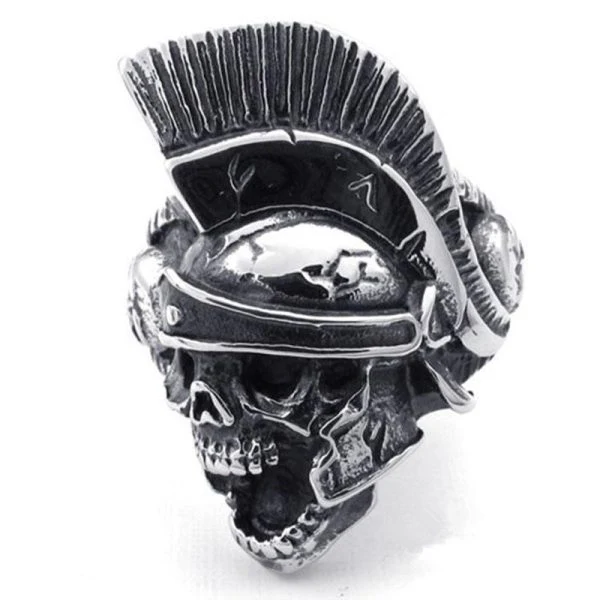 Bague Crâne De Guerrier en Acier Inoxydable