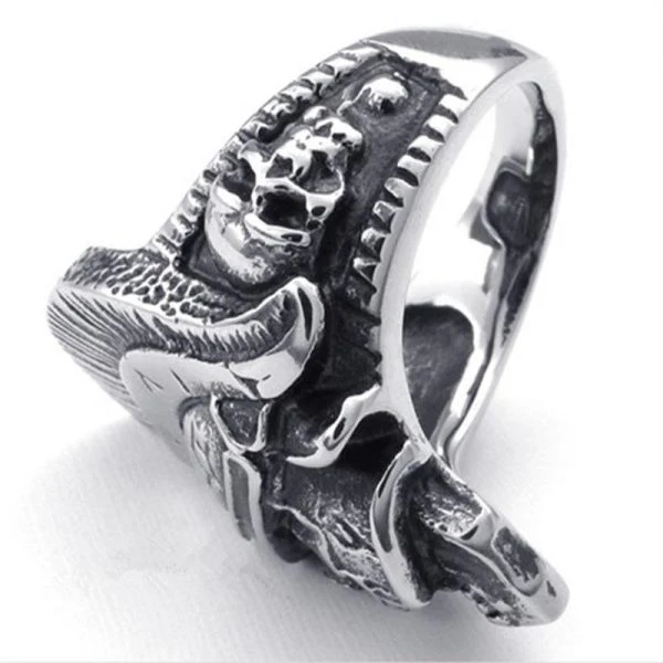 Bague Crâne De Guerrier en Acier Inoxydable - Image 2