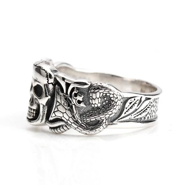 Bague Crâne Et Jörmungandr en Argent - Image 3
