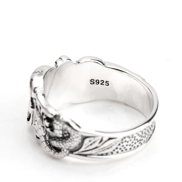 Bague Crâne Et Jörmungandr en Argent - Image 4