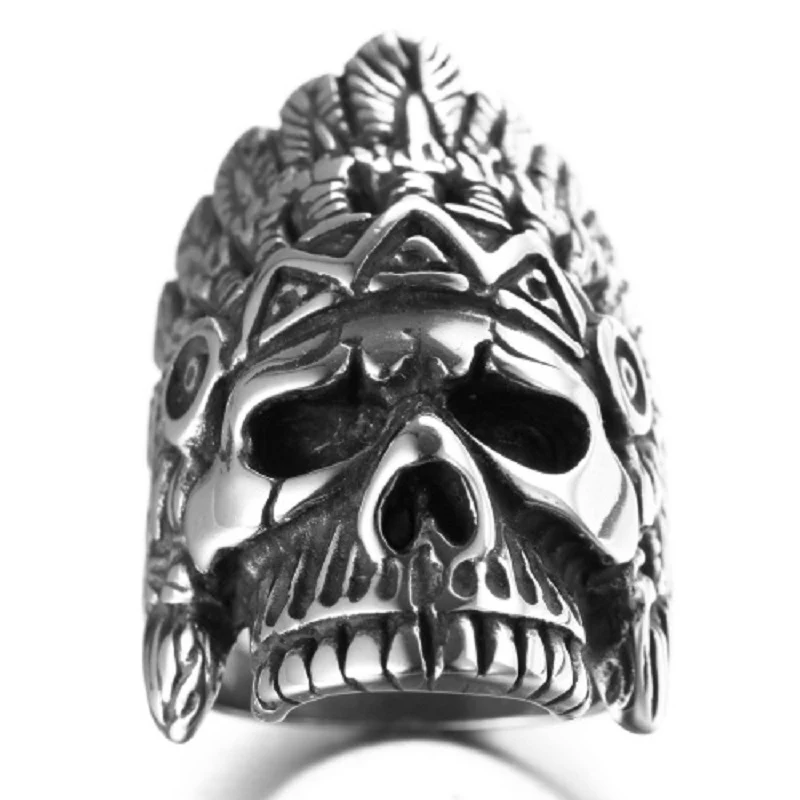 Bague Crâne Indien En Acier - Image 2