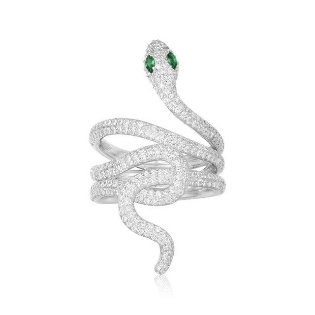 Bague Serpent Zircon Raffiné (Argent)