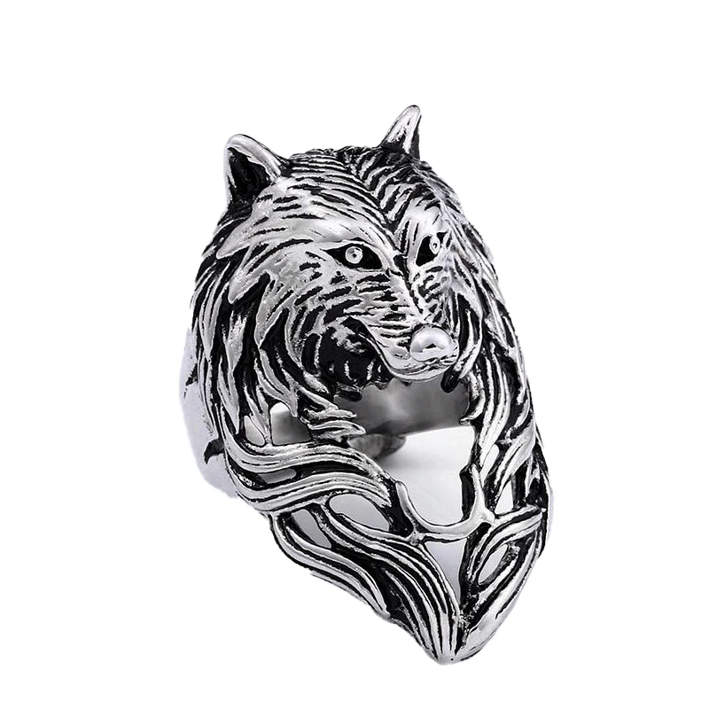 Bague Viking Tête De Loup Fenrir