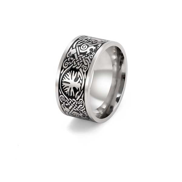 Bague Motif Arbre de vie Et Corbeaux