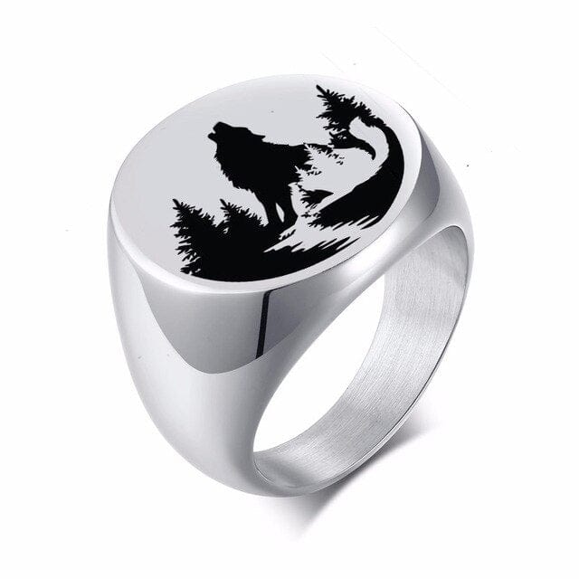 Bague Chevalière Viking Loup Fenrir