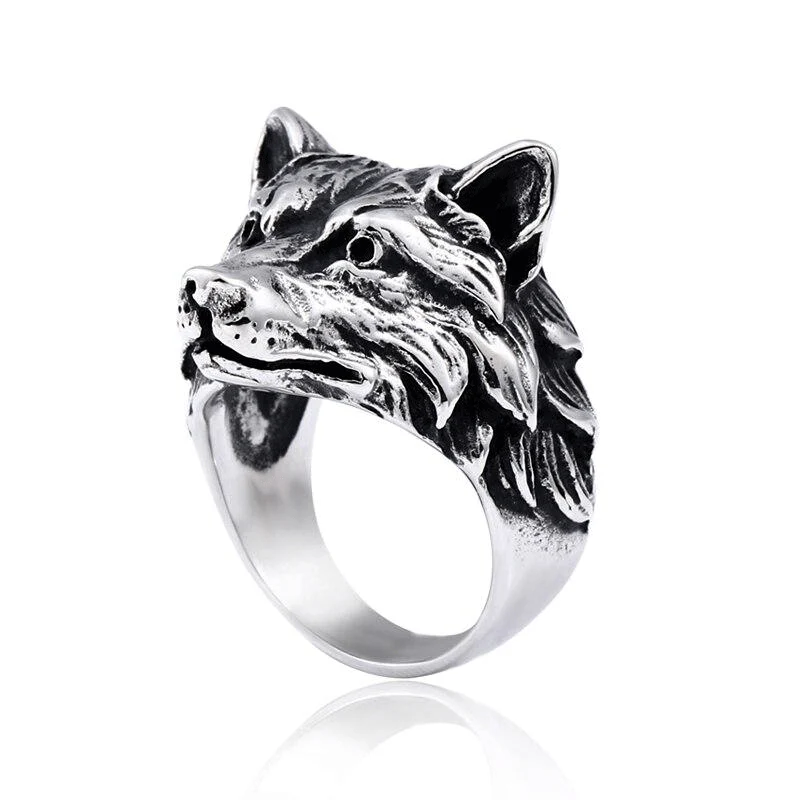 Bague Viking Tête De Loup Fenrir