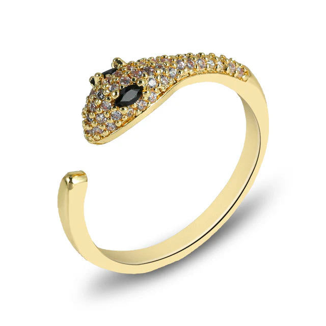 Bague Serpent Zircon Noir