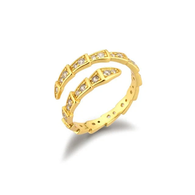 Anneau Serpent Or (Argent) Zircon
