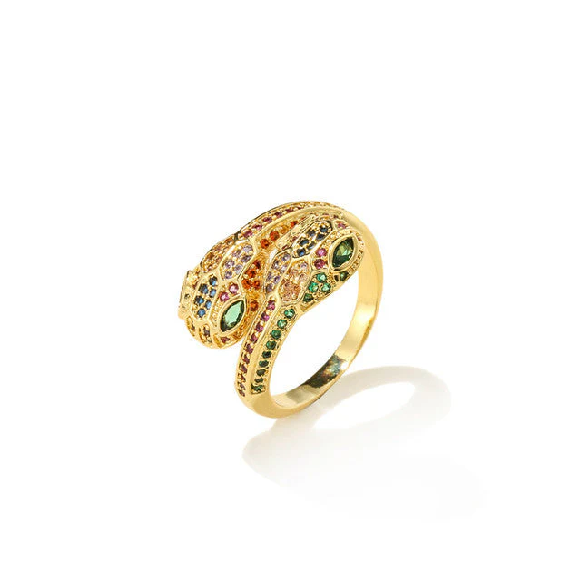 Anneau Serpent Dorure Zircon