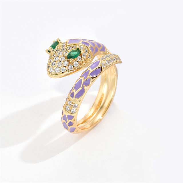 Bague Serpent Coloré Et Zircon