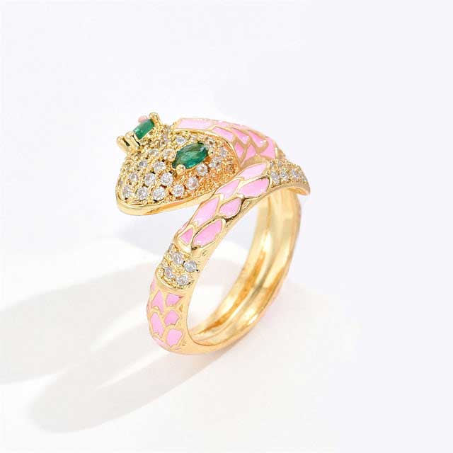 Bague Serpent Coloré Et Zircon - Image 3