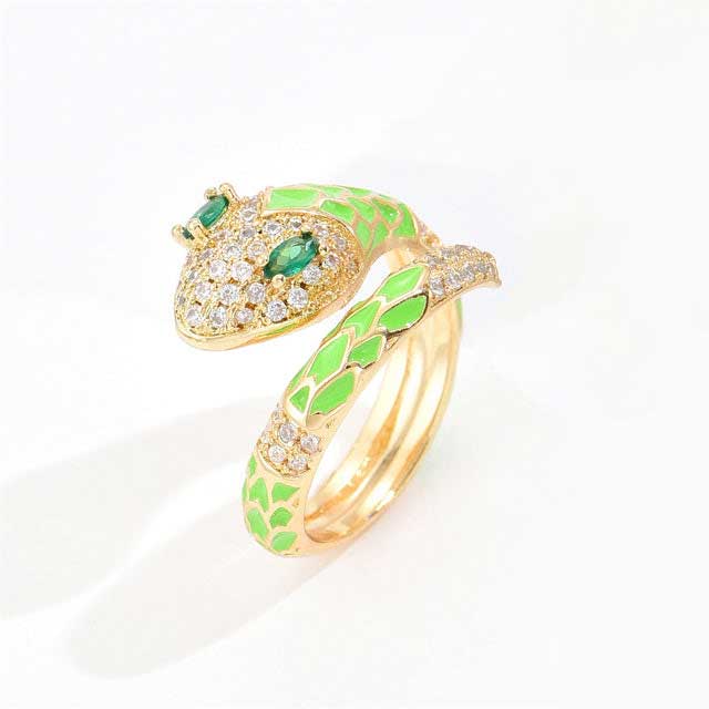 Bague Serpent Coloré Et Zircon - Image 5