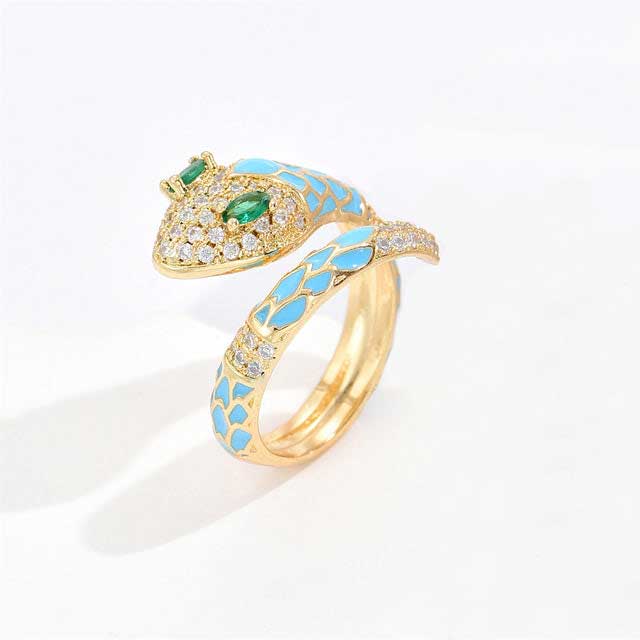 Bague Serpent Coloré Et Zircon - Image 6