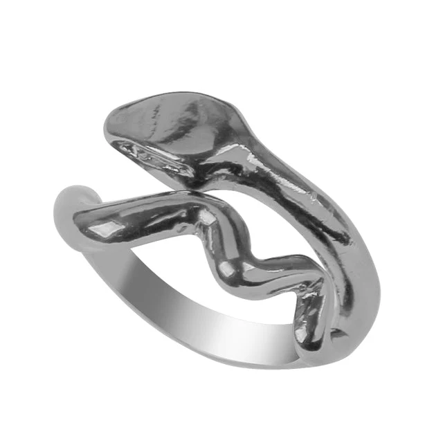 Bague Serpent Noir Brillant - Image 2