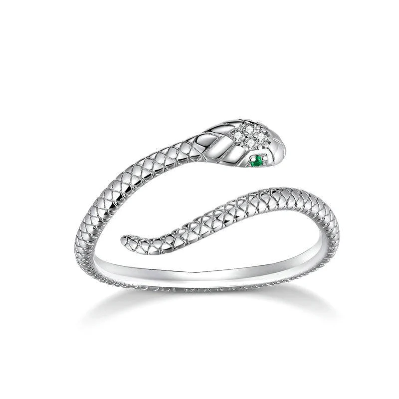 Bague Serpent Émeraude (Argent)