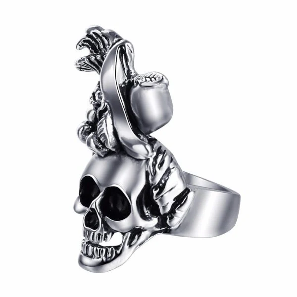 Bague Skull des Valkyries en Acier - Image 2