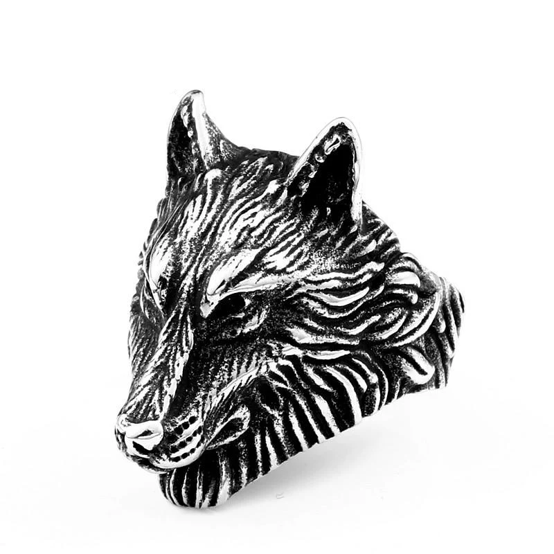 Bague Viking Tête De Loup Fenrir