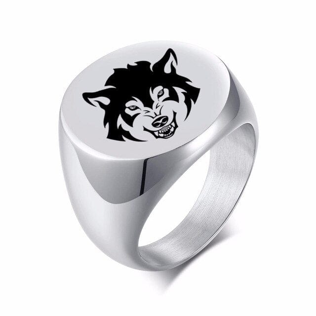Bague Chevalière Viking Tête De Loup Fenrir