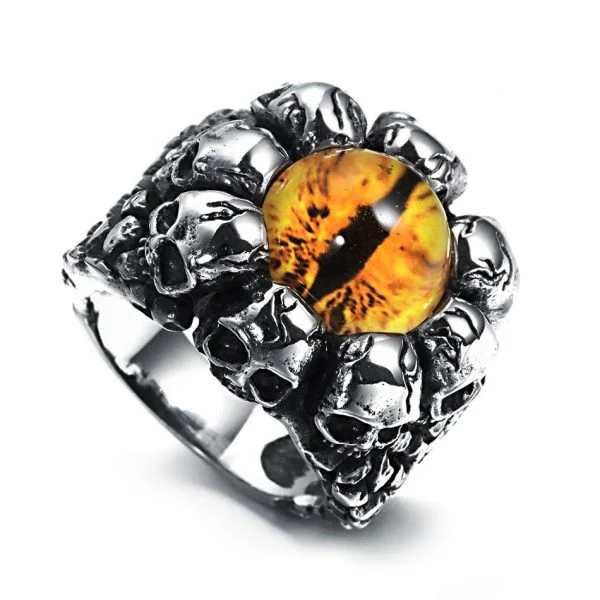 Bague Tête de mort Et Oeil De Serpent