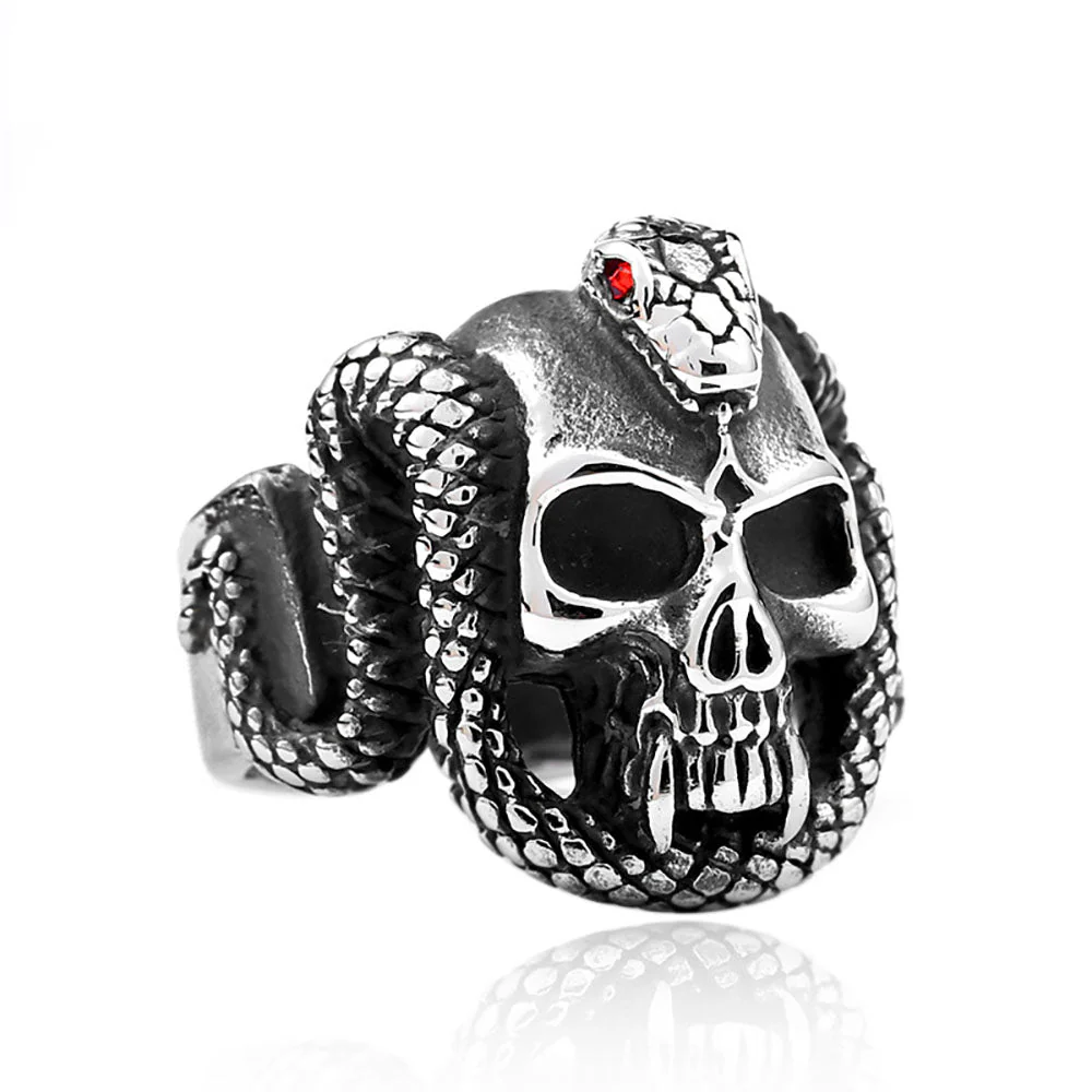 Bague Viking Serpent Et Tête De Mort