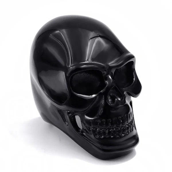 Bague Tête de Mort Noir en Acier
