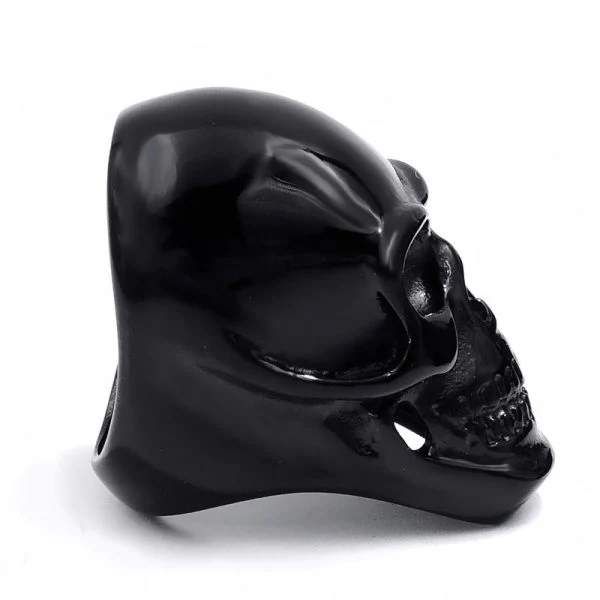 Bague Tête de Mort Noir en Acier - Image 2