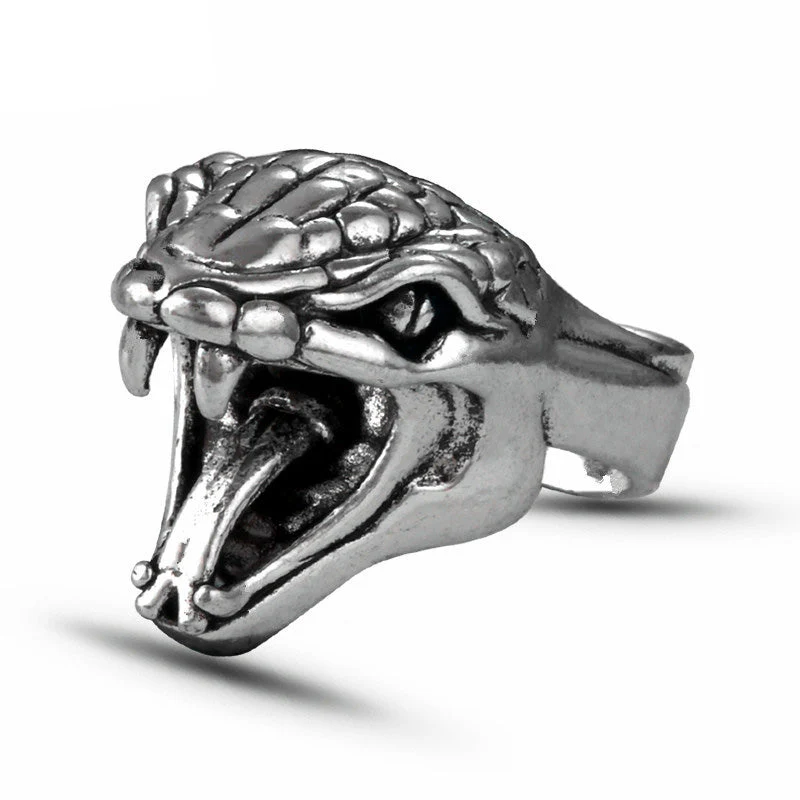 Bague Viking Tête Du Serpent Jormungand