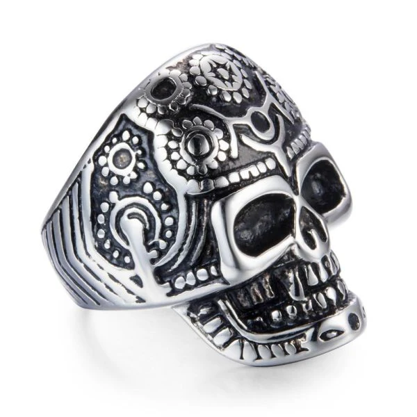 Bague Valkyrie Tête de Mort en Acier