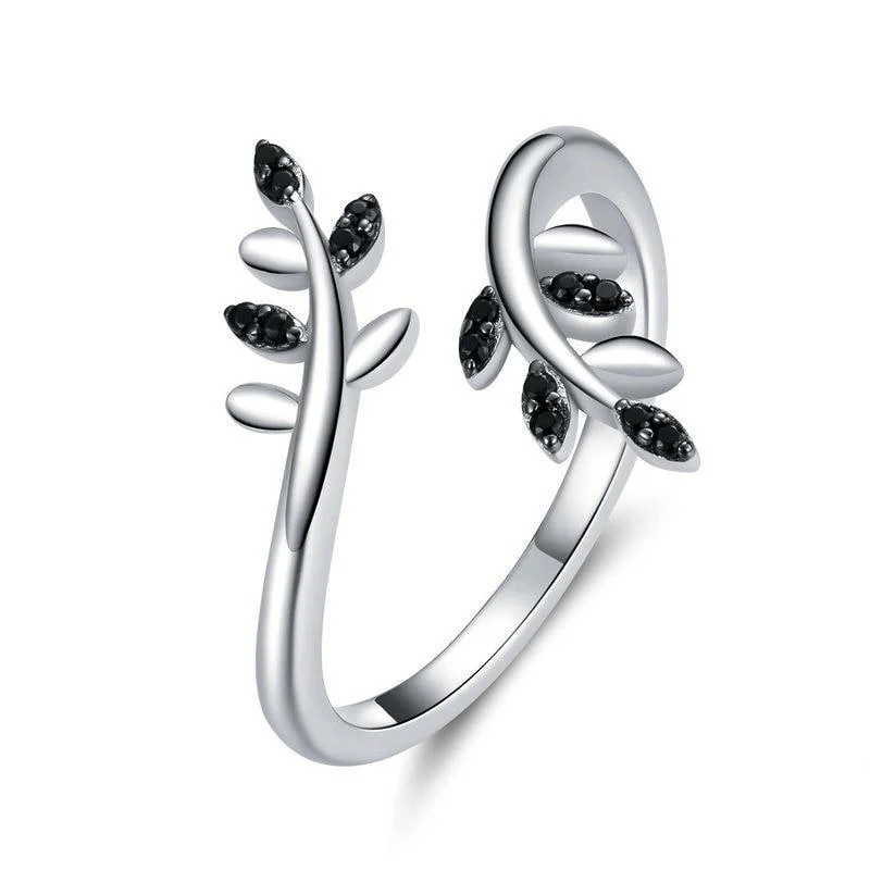 Bague Arbre De Vie En Argent 925 Et Zirconium Noir