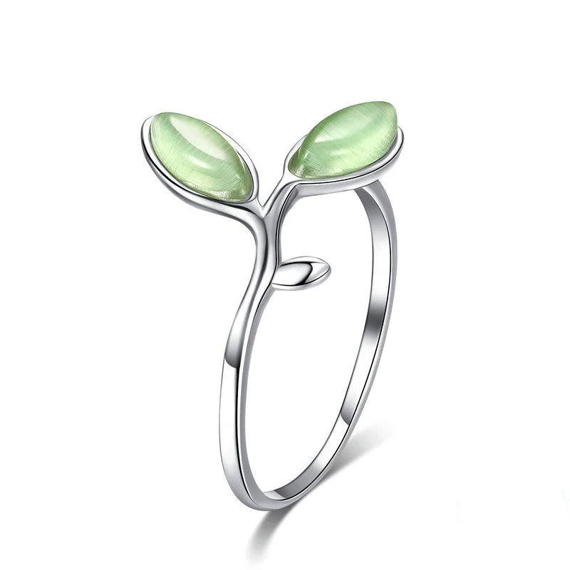 Bague Feuille D'Arbre De Vie En Argent 925