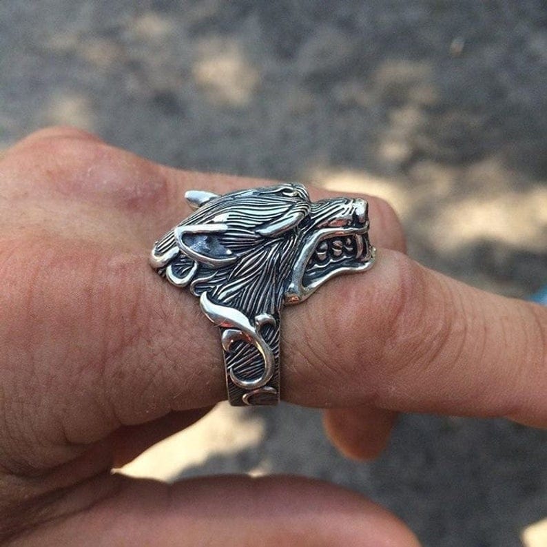 Bague Viking Tête De Loup Fenrir - Image 5