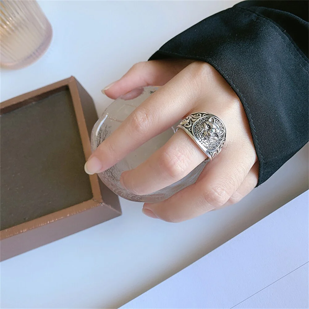 Bague Viking Loup Fenrir Et Gravures - Image 2