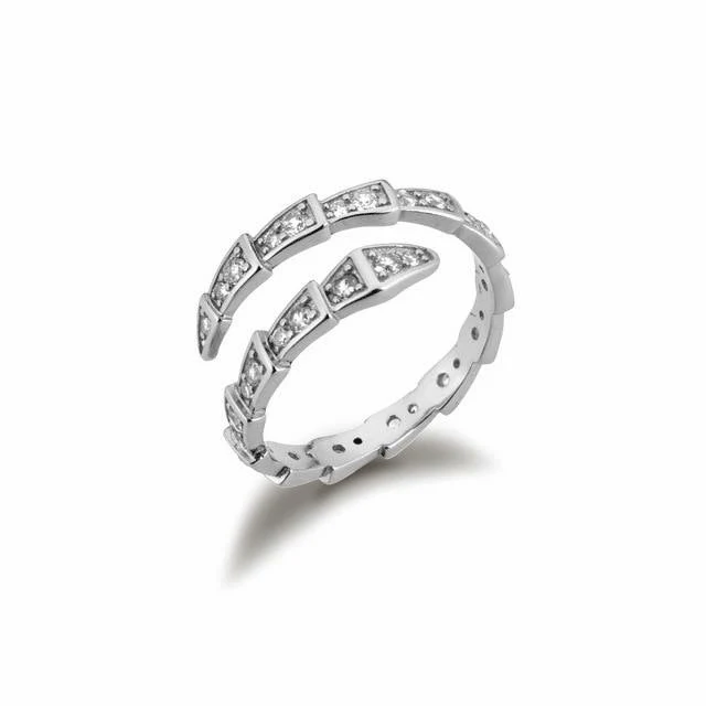 Anneau Serpent (Argent) Zircon Éclat