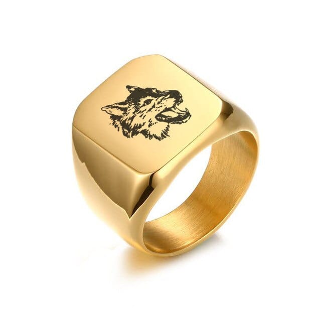Bague Chevalière Viking Loup Fenrir