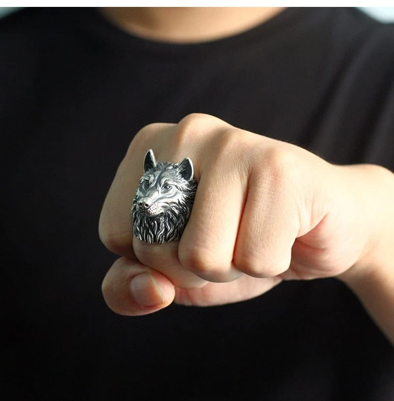 Bague Viking Tête De Loup Fenrir - Image 2