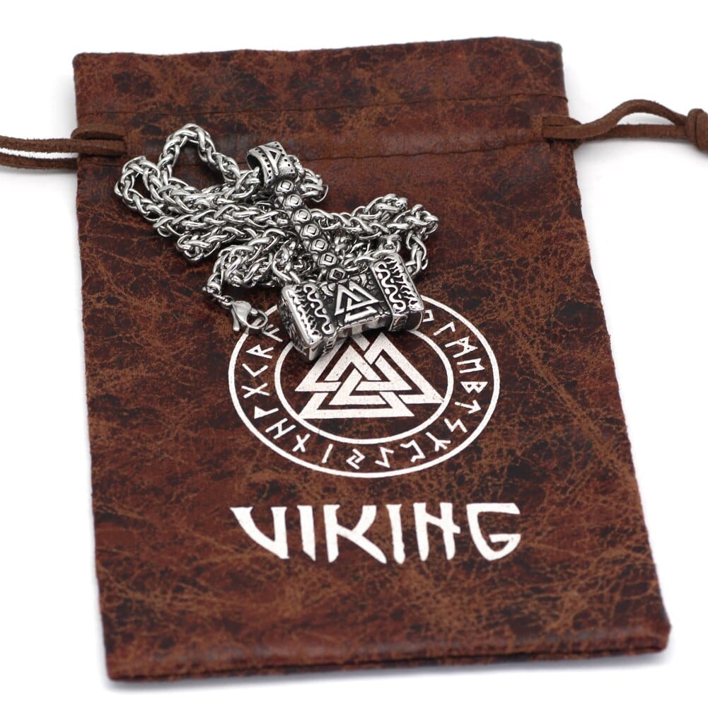 Collier Viking Marteau De Thor Et Valknut - Image 2