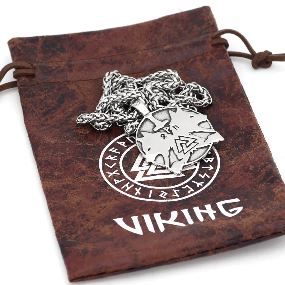 Collier Viking Loup Fenrir Et Valknut - Intersection des Forces - Image 2