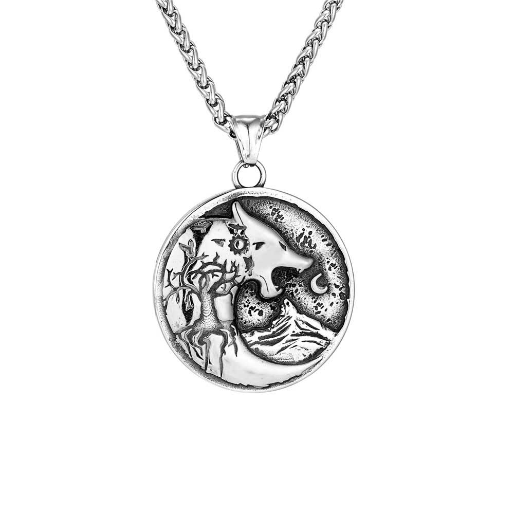 Collier Viking Loup Fenrir Et Lune - Image 2