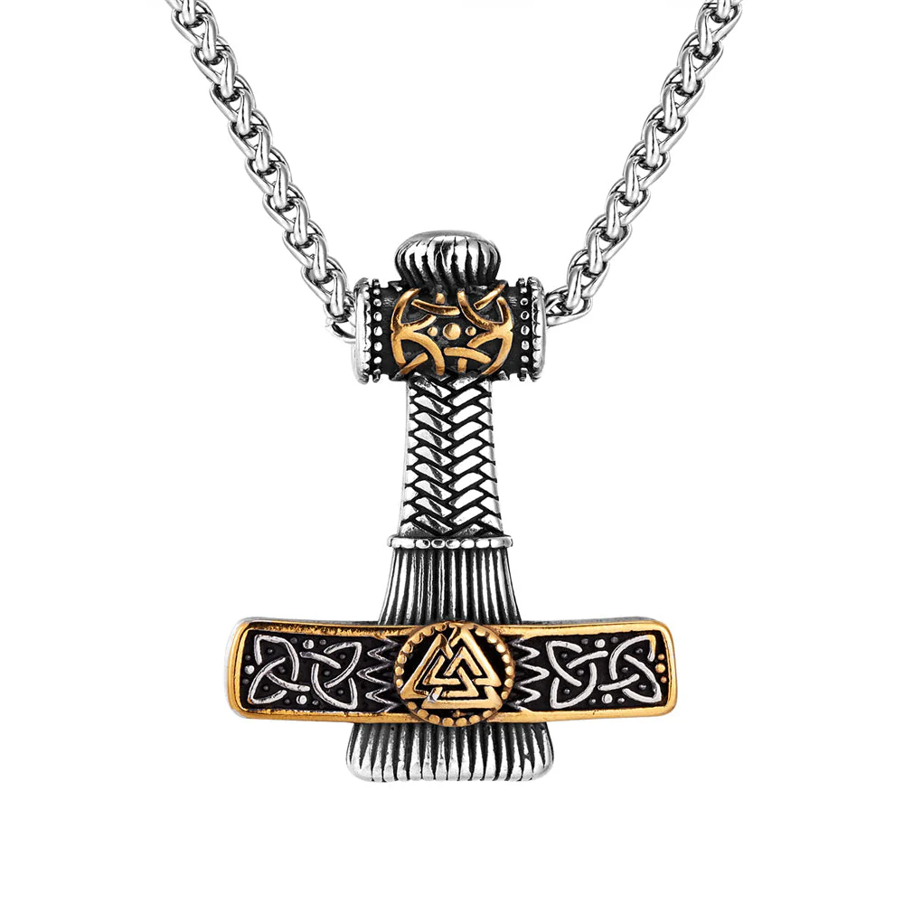 Collier Viking Marteau De Thor Et Runes - Langage des Dieux