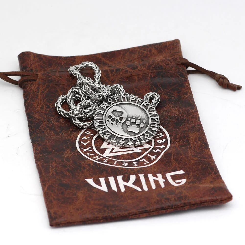 Collier Viking Pattes D'ours Et Runes - Emblème de la Force - Image 2