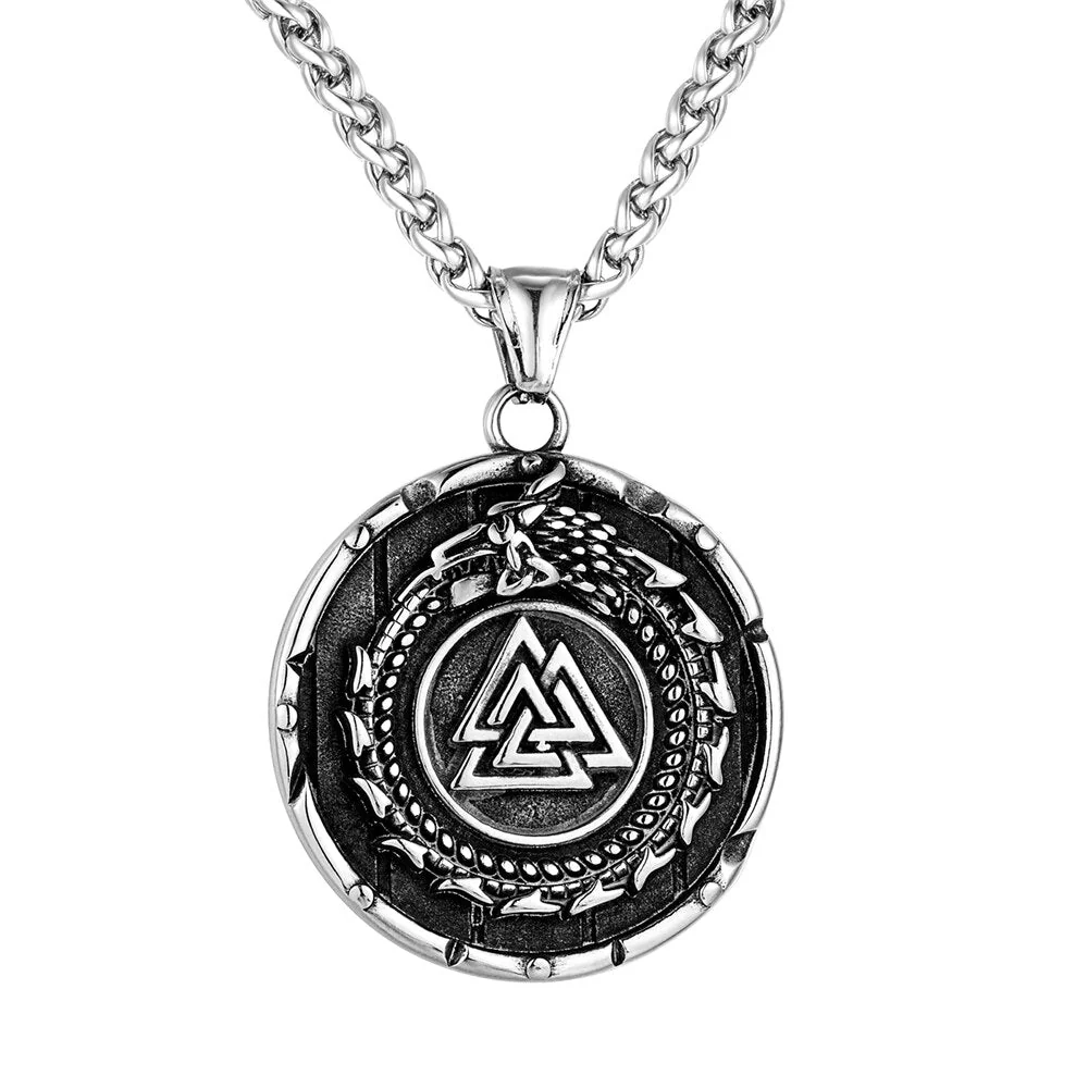 Collier Viking Serpent Et Valknut - Nœuds du Destin - Image 2