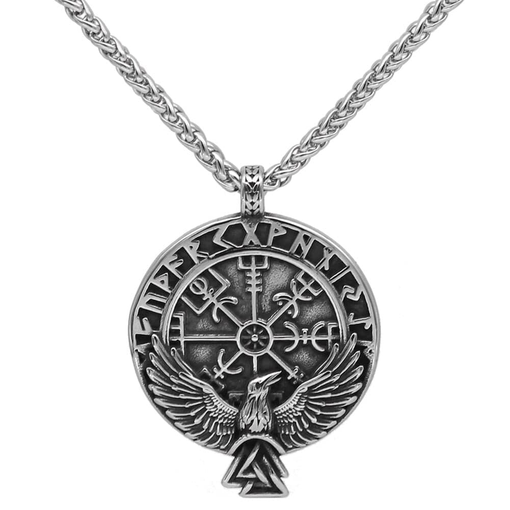 Collier Viking Vegvisir Et Corbeau - Guidance et Vision