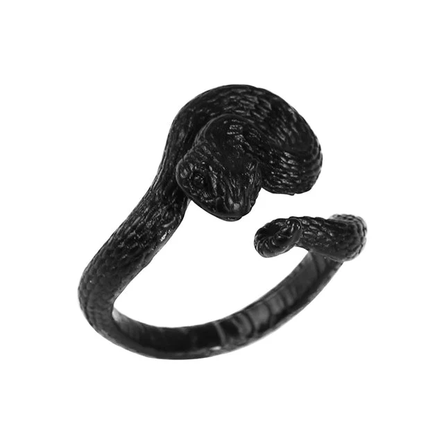 Bague Serpent Noir Mat