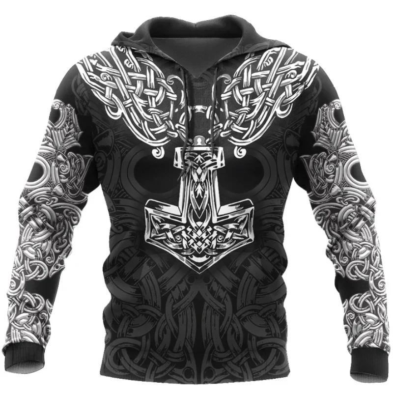 Sweat-shirt Viking Marteau de Thor Monochrome